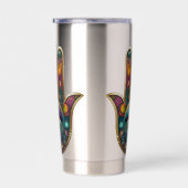 Peacock Colors Hamsa w/ Gold Third Eye Thermobecher (Rechts)