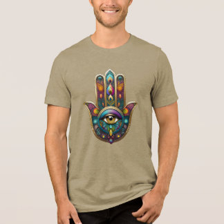 Peacock Colors Hamsa w/ Gold Third Eye Tri-Blend Shirt