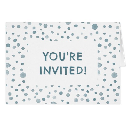 Peacock Confetti Wasserfarbe Dots Geburtstag Einla (Vorderseite (Horizontal))