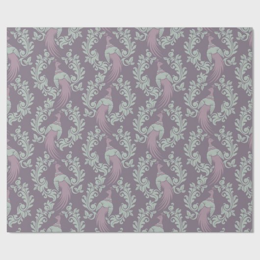Peacock Damask Muster Geschenkpapier (Flach)