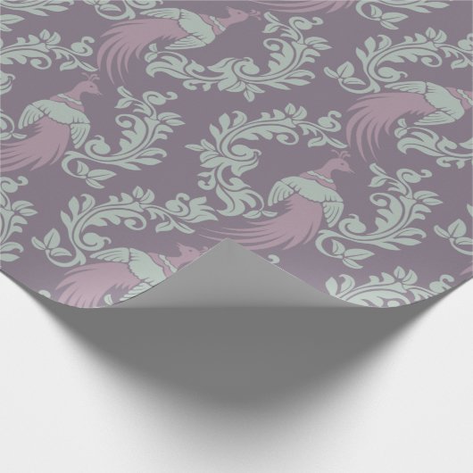 Peacock Damask Muster Geschenkpapier (Ecke)
