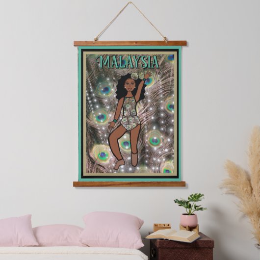 Peacock Dancer #1 Wandteppich Mit Holzrahmen (Schlafzimmer)