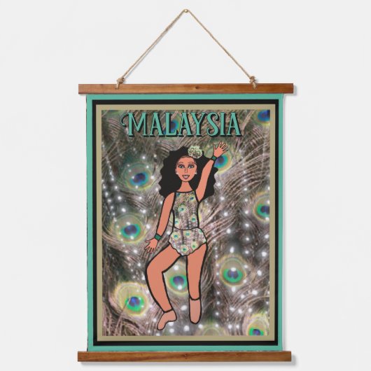 Peacock Dancer #2 Wandteppich Mit Holzrahmen (Vorderseite)