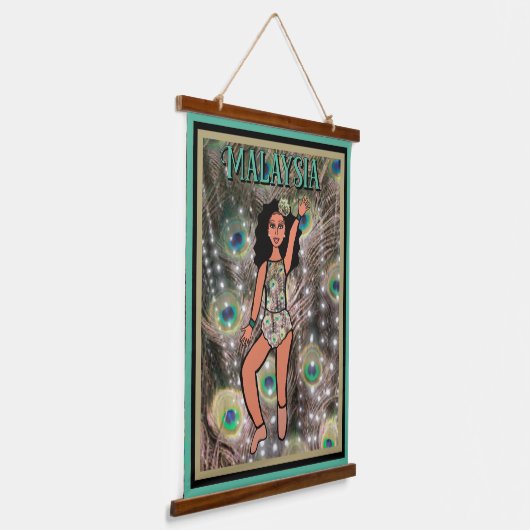 Peacock Dancer #2 Wandteppich Mit Holzrahmen (Gewinkelt)