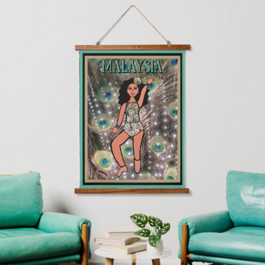 Peacock Dancer #2 Wandteppich Mit Holzrahmen (Wohnzimmer)