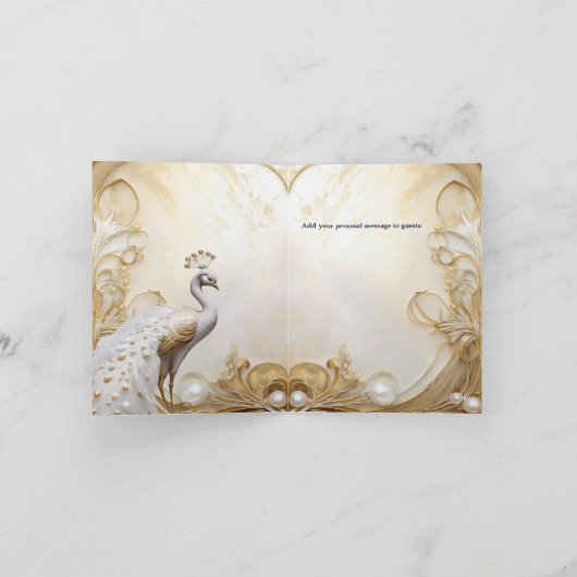 Peacock dankt Ihnen für den eleganten weißen golde Karte (Innenseite)
