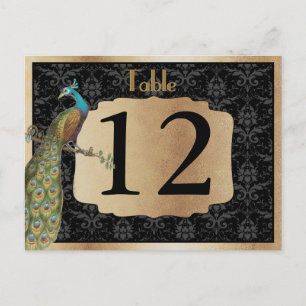 Peacock Dark Gold Dessert Candy Table Sign Postkarte