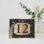 Peacock Dark Gold Dessert Candy Table Sign Postkarte (Stehend Vorderseite)