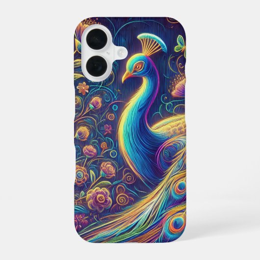 Peacock Design Phone Case iPhone 16 Hülle (Rückseite)