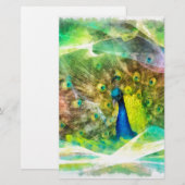 Peacock-Digitalmalerei Briefpapier (Vorne/Hinten)
