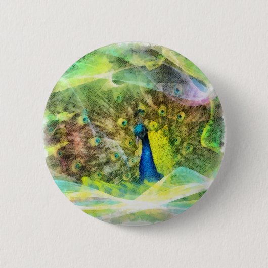 Peacock-Digitalmalerei Button (Vorderseite)