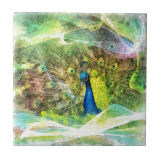 Peacock-Digitalmalerei Fliese (Vorderseite)