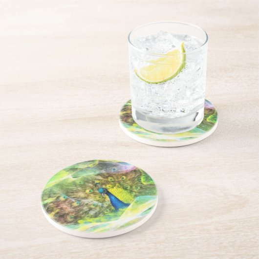 Peacock-Digitalmalerei Getränkeuntersetzer (Seite)