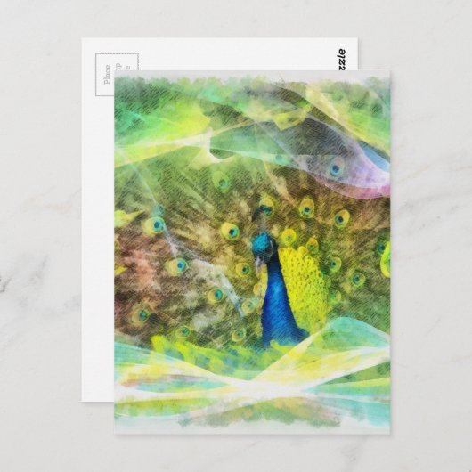 Peacock-Digitalmalerei Postkarte (Vorne/Hinten)