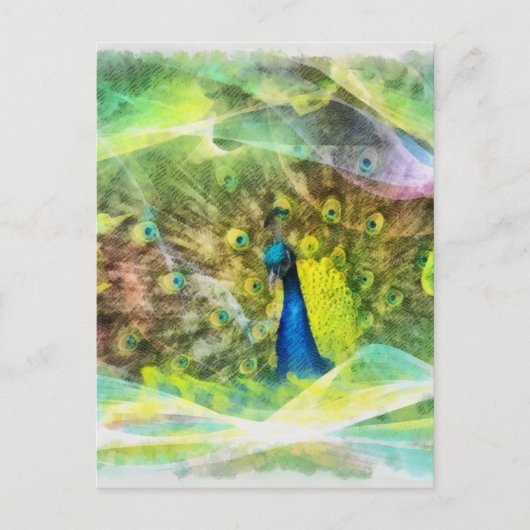Peacock-Digitalmalerei Postkarte (Vorderseite)