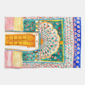 Peacock Door Rajasthan Watercolor Indien Geschirrtuch (Horizontal)