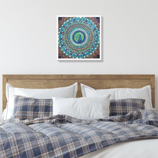 Peacock Dot Mandala Art Leinwanddruck (Insitu (Schlafzimmer))
