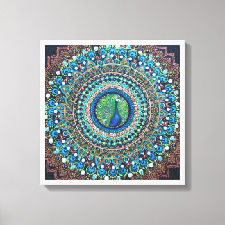 Peacock Dot Mandala Art Leinwanddruck