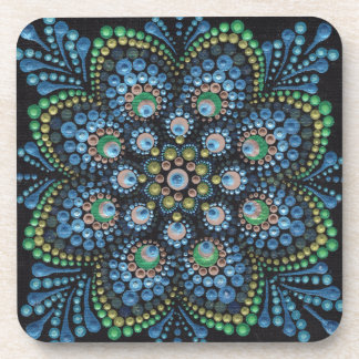 Peacock Dot Mandala Getränkeuntersetzer