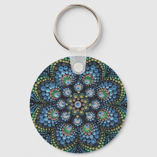 Peacock Dot Mandala Schlüsselanhänger (Rückseite)