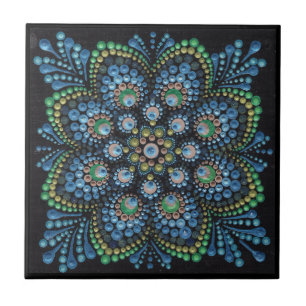 Peacock Dot Mandala Tile Fliese