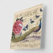 Peacock Dreams Quadratische Wanduhr (Winkel)