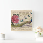 Peacock Dreams Quadratische Wanduhr (Zuhause)