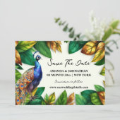 Peacock Dschungelwald Tropengarten Verlobung Save The Date (Stehend Vorderseite)