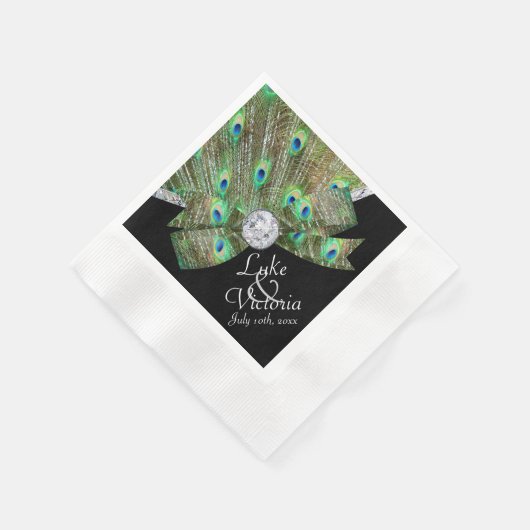 Peacock Elegance & Diamonds Wedding Serviette (Ecke)
