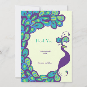 Peacock Elegance Vintage Wedding Dankeschön Karte