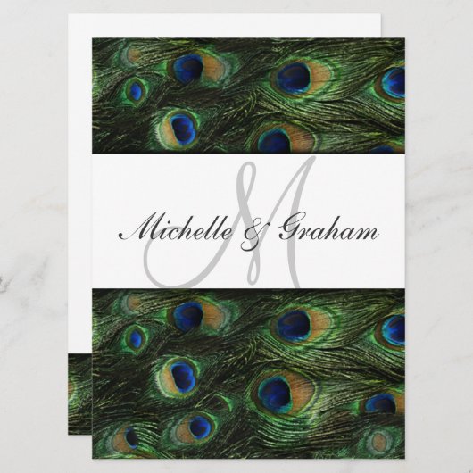 Peacock Elegant Hochzeit Einladung (Vorne/Hinten)