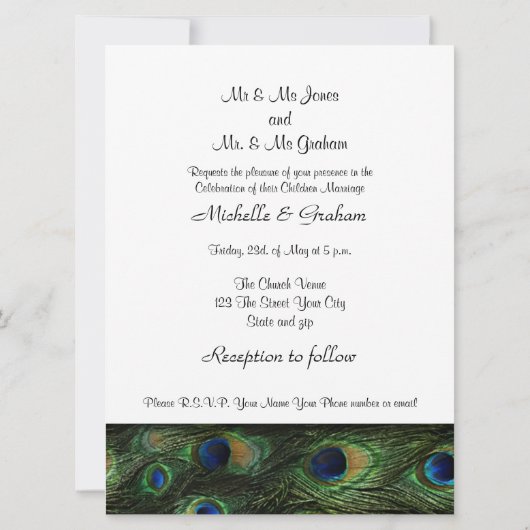 Peacock Elegant Hochzeit Einladung (Rückseite)