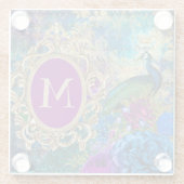 Peacock Elegant Vintages Lila Aquamarines Gold Mon Glasuntersetzer (Rückseite)