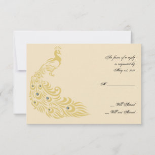 Peacock Elegante Art Deco Flair Response Card RSVP Karte