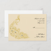 Peacock Elegante Art Deco Flair Response Card RSVP Karte (Vorne/Hinten)