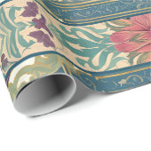 Peacock Elegante Lila florales Ephemera Geschenkpapier (Rolleneckpunkt)