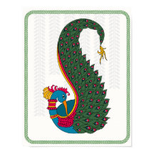 Peacock Elegante: Madhubani Art Poster