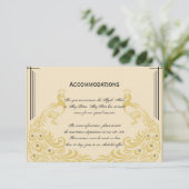 Peacock Elegante mit einem Art Deco Flair Hochzeit Begleitkarte (Stehend Vorderseite)