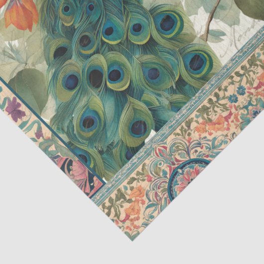 Peacock Elegantes botanisches Ephemera Paradies Seidenpapier (Detail)