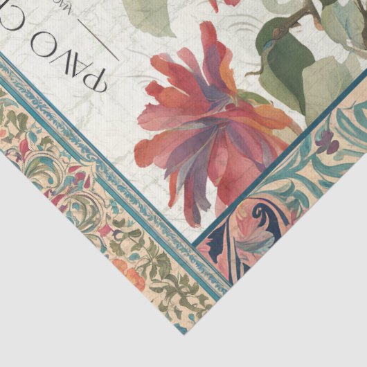 Peacock Elegantes botanisches Ephemera Rosa Seidenpapier (Detail)