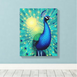 Peacock Energies in Bloom – Premium Wrapped Canvas Leinwanddruck