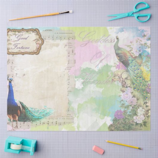 Peacock Ephemera 5 Seidenpapier (Basteln)