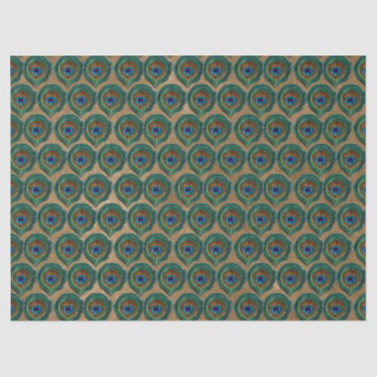 Peacock Eye Federn auf Tan Seidenpapier (Vorderseite)