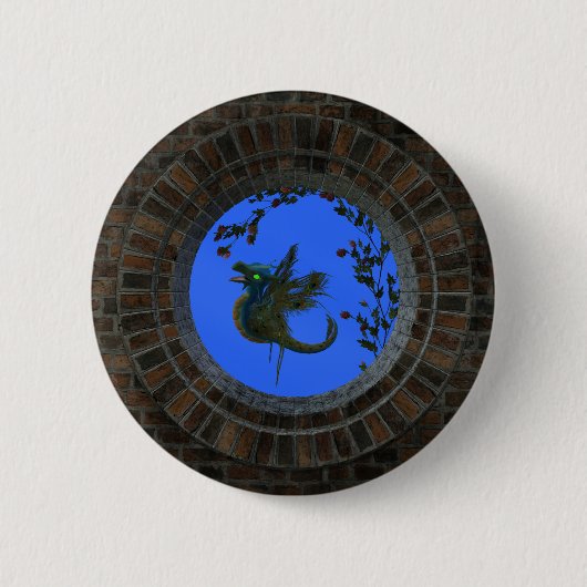 Peacock Fairy Dragon Button (Vorderseite)
