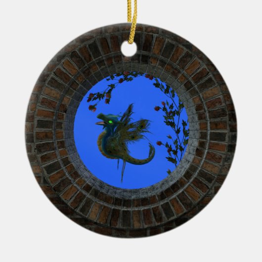 Peacock Fairy Dragon Keramik Ornament (Vorne)