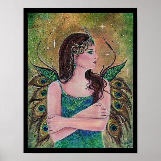 Peacock Fairy Fantasy Art Poster von Renee (Vorne)