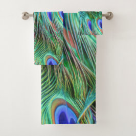 PEACOCK FANCIFUL FEATHERS BADHANDTUCH SET