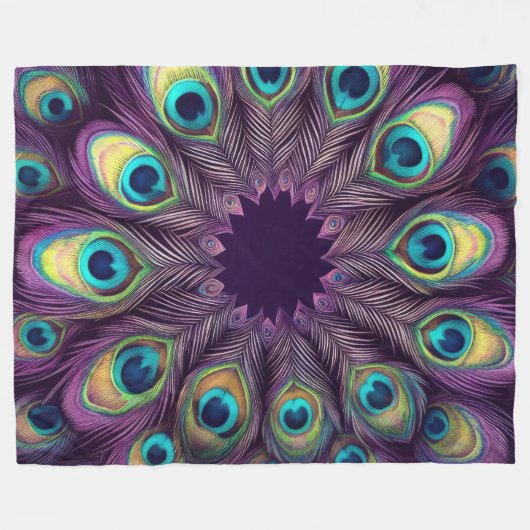 Peacock Feaather Business Card Lila Fleecedecke (Vorderseite (Horizontal))