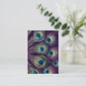 Peacock Feaather Business Card Lila Visitenkarte (Stehend Vorderseite)