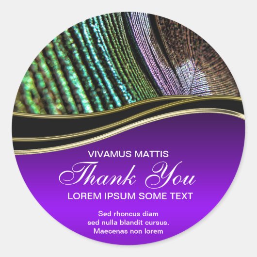 Peacock Feather Abstrakt Lila Dankeschön Sticker (Vorderseite)